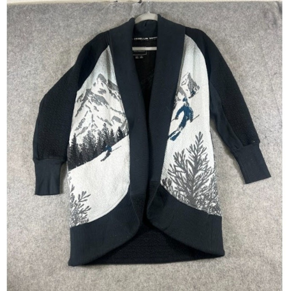 Tonia Debellis Cocoon Coat Ski Mountain Landscape Wrap Cardigan Jacket Women M/L